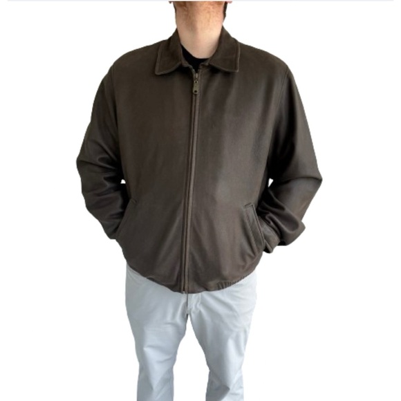 Columbia Other - Columbia Mens Vintage Sportswear Brown Leather Flannel Lined Jacket Tall Sz XLT